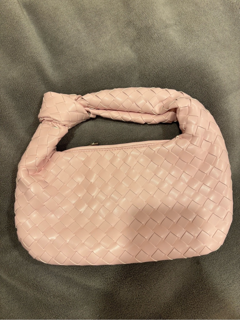 Pink Woven Knot Handle Bag
